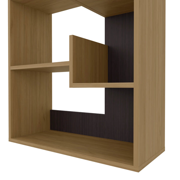 English Elm White Natural Oak Bookcase with 10 Open Shelves, Slim Rectangular Design for Stylish Storage and Display B062P290269