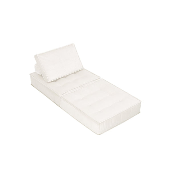 English Elm 33.4 Inch Modular Corduroy Lounge Chair with Spring Cushions for Compact Living Spaces White W3975P455224