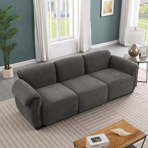 English Elm 102 Inch Linen Modular Sectional Sofa with Hidden Storage and Cloud Cushion Comfort Grey W1099S00205