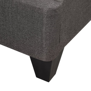 English Elm Modern Upholstered Bed Base Twin XL 14" Platform Mattress Foundation Dark Gray Linen, Sleek Low Profile Frame with Headboard Kit Included B011P206782