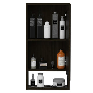 English Elm Medicine Cabinet Matte Black Mirrored Door with Open Shelf for Modern Bathrooms B097133126