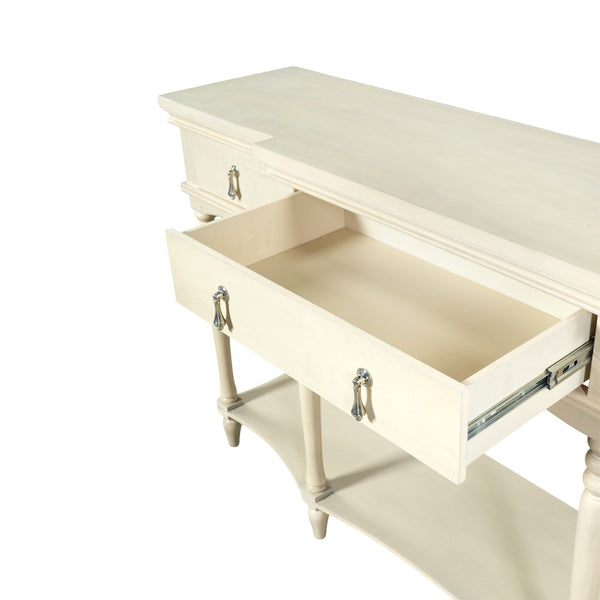 English Elm [video] Solid Pine Console Table Ornate Carved Legs Copper Hardware Soft-close Drawers White N759P433566K