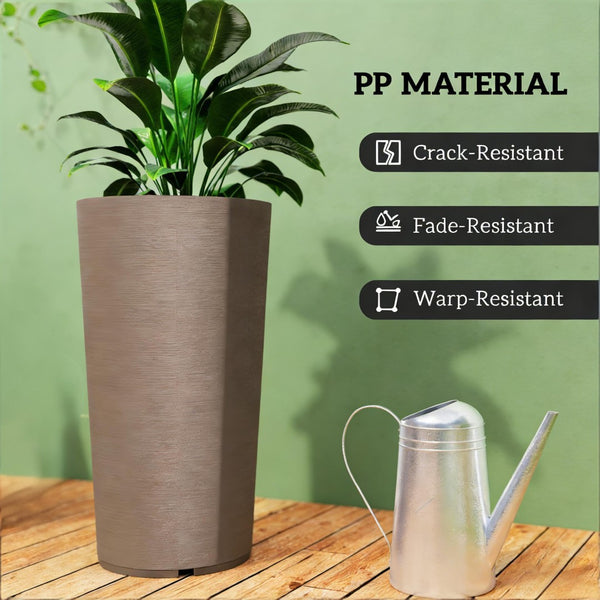 English Elm Tall Stackable Polypropylene Outdoor Planters Set of 2 Tapered Patio Flower Pots T3971P455020