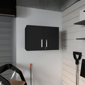 English Elm Wenge Locking 2-Door Wall Cabinet with 3 Shelves, Desktop Workspace, Padlock & Metal Hardware B06280347