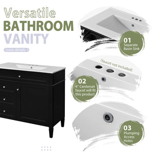 English Elm 36'' Modern Bathroom Vanity With Medicine Cabinet, Soft-Close Doors & Drawers For Stylish Storage SW000134AAB-1