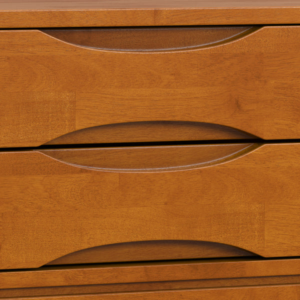 English Elm Harper Teak End Table with Two Drawers — Handcrafted Solid Rubberwood, Mid-Century Contemporary Finish B136P203436