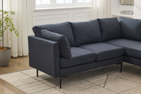 English Elm 106" Modern L-Shape Sectional Sofa – 6-Seat Convertible Linen Couch, Memory Foam, Metal Legs W1170S00036