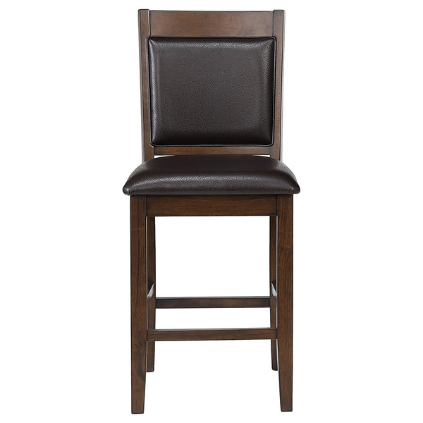 English Elm Upholstered Counter Height Chairs Set of 2 in Rich Walnut with Brown Faux Leather, Padded Comfort B011P311871