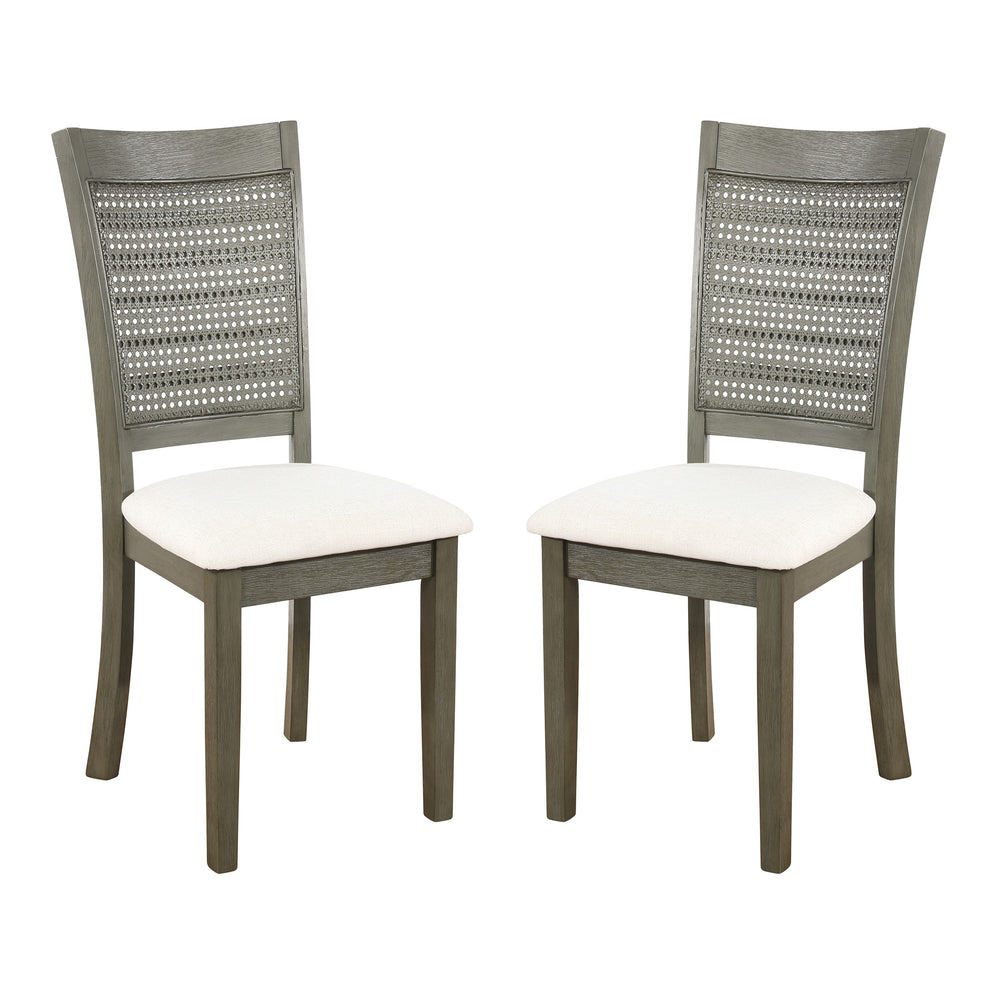 OSP Home Furnishings Walden Cane Back Dining Chair  - Set of 2 Linen / Antique Grey