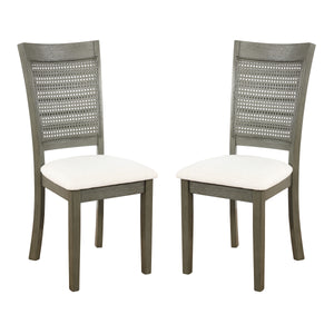 OSP Home Furnishings Walden Cane Back Dining Chair  - Set of 2 Linen / Antique Grey