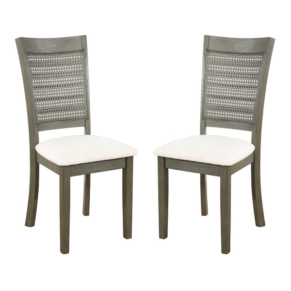 OSP Home Furnishings Walden Cane Back Dining Chair  - Set of 2 Linen / Antique Grey