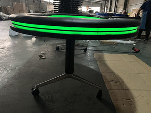 English Elm Ino Design 10 Player Oval Poker Table with Led Lighting Padded Rails and Dealer Spot Black W2748P401793