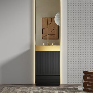 English Elm Gada 20" Modern Black Bathroom Vanity With Gold Stainless Steel Sink & Storage For Compact Spaces W1865S00094