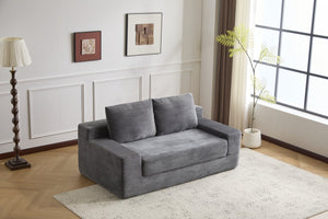 English Elm Loveseat Corduroy Bean Bag Sofa Bed with Memory Foam, Reversible Cushions, Plush Bolsters, No Assembly Required DARK GREY W3723P346938