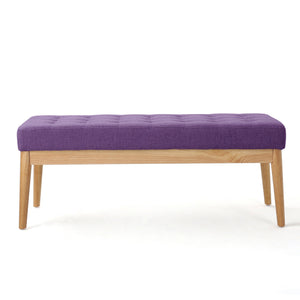 English Elm Christopher Knight Home® - Ottoman Saxon Bench in Purple — Mid-Century Tufted Fabric Seat, Solid Birch Legs, Plush 43.5" x17" N757P248081P