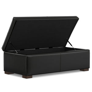 English Elm Gabbie Rectangular Storage Ottoman with Lift-Up Lid and Child-Safe Hinges, Linen-Look Upholstery Black B136P252708