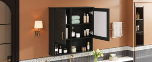 English Elm 2-in-1 Matte Wall Mounted Medicine Cabinet Soft Close Mirror Storage for Bathroom Vanity Black N710P389456B