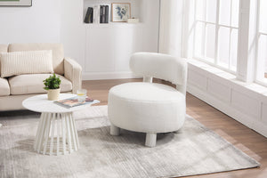 English Elm 063-Teddy Plush Teddy Fabric Armless Accent Chair with 13" Cushion, Wingback Comfort & Solid Wood Legs for Cozy Spaces White W527P308798