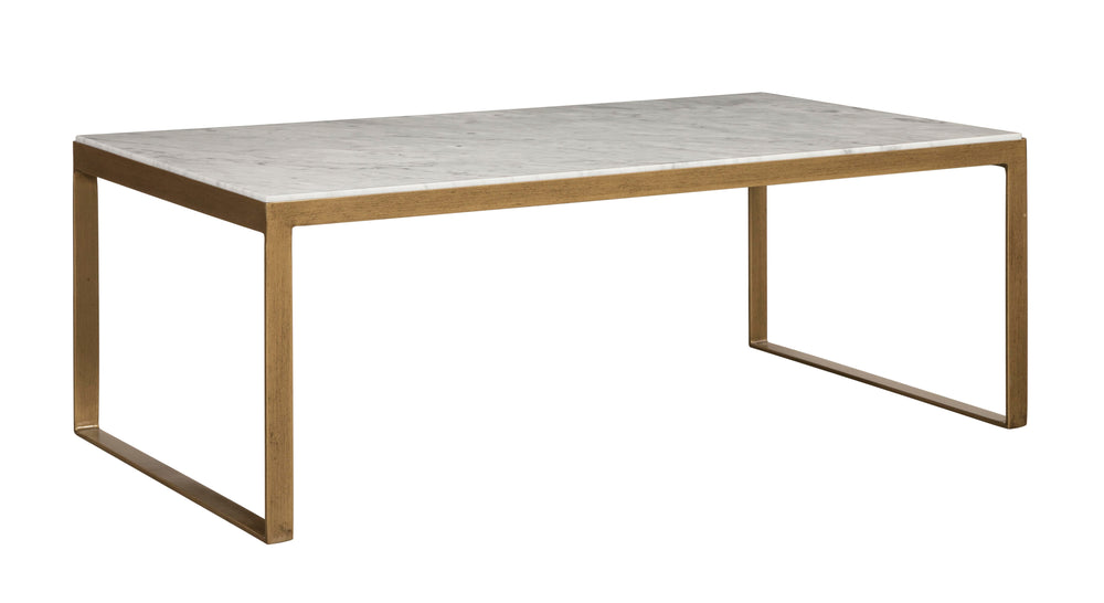 Sunpan Evert Modern Marble Coffee Table with Antique Brass Frame - Elegant Home Accent for Any Room High - 47W x 23.5D x 17.75H