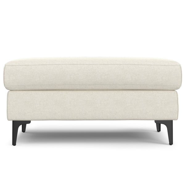 English Elm Ava Mid Century Ottoman — Cream Performance Fabric, Eco-Friendly Recycled Upholstery, Feather-Top Comfort B136P203426