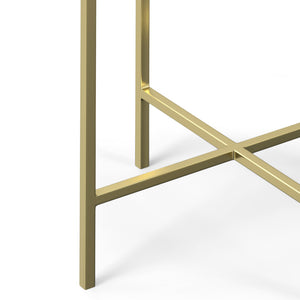 English Elm Tara Gold Side Table with White Marble Top – Handcrafted Iron & Wood Accent, Versatile End Table B136P203474