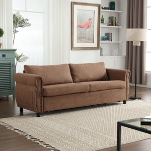 English Elm U_Style Convertible Sofa Bed Sleeper with Thick Foam & Pocket Springs, Space-Saving Dual Use Lounge khaki W2705S00013