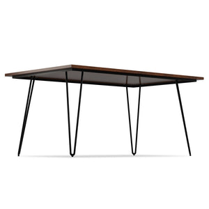 English Elm Hunter Modern Industrial Dining Table 66x40 in Solid Mango Wood Top with Black Hairpin Legs, Durable Finish Brown B136P203494