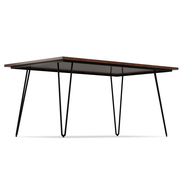 English Elm Hunter Modern Industrial Dining Table 66x40 in Solid Mango Wood Top with Black Hairpin Legs, Durable Finish Brown B136P203494