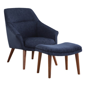 OSP Home Furnishings Waneta Chair and Ottoman Midnight Blue