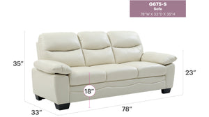 English Elm Glory Marta G674-S Sofa with Pocket Coil Seating, 78"W PU Leather, Durable Comfort & Stylish Touch Off White 15 L x 77 W x 31 H B078108381