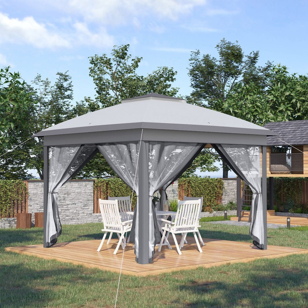 English Elm Outsunny 11' X 11' Instant Pop-Up Canopy Tent With Netting & Carry Bag - Perfect For Outdoor Gatherings! W2225P200595-GIGA