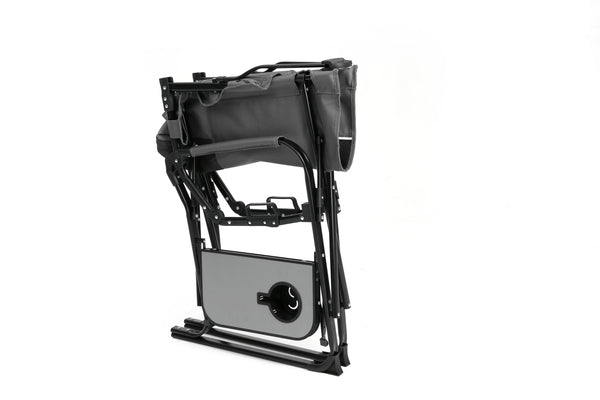 English Elm Camping Director Chair with Side Table, Cup Holder & Mesh Back, Heavy-Duty Folding Seat for Outdoor Events Gray W640P224440