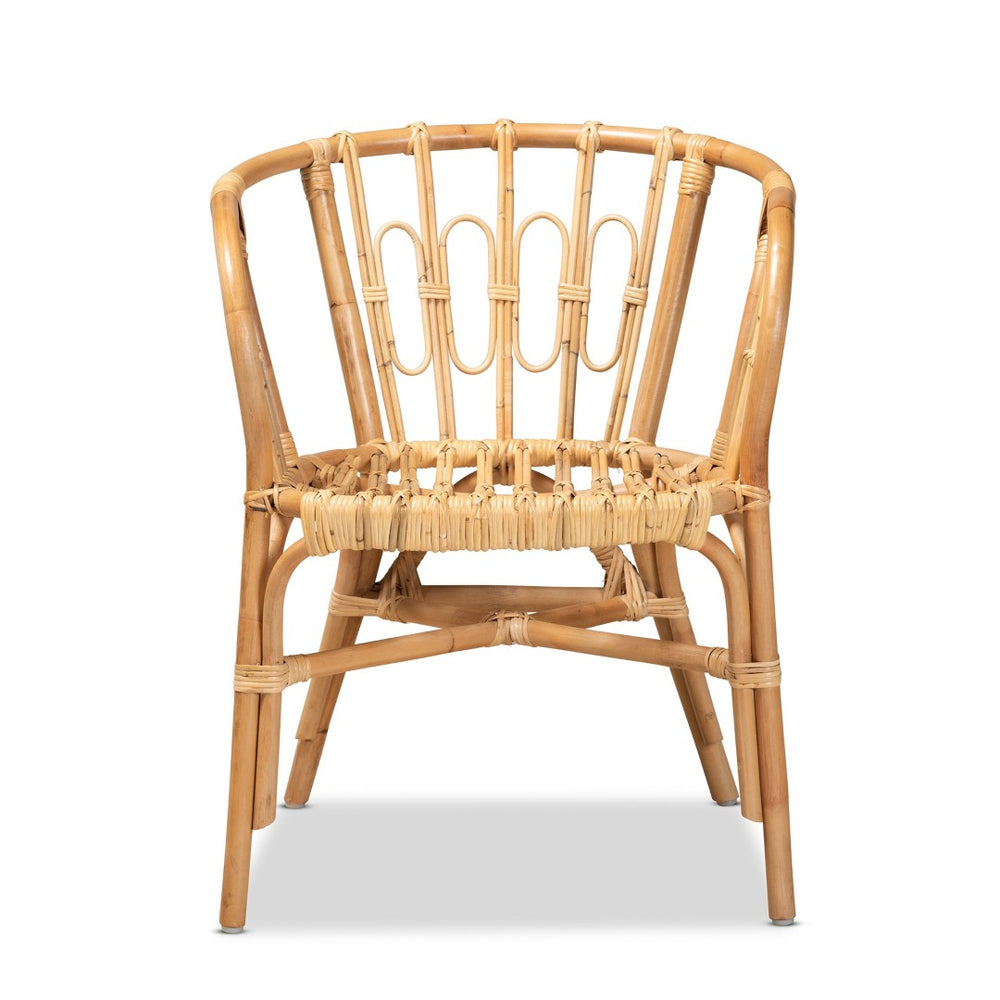 English Elm Modern Handwoven Rattan Dining Chair with Geometric Open Back for Bohemian Spaces B2750P470024