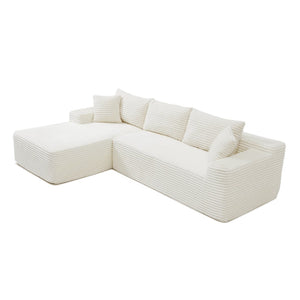 English Elm 105'' Modular Cloud Sectional Corduroy Plush Deep Seat L-shape Sofa for Living Room W1117S00338