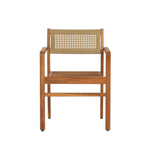 English Elm Dining Chair Set of 2 Wicker and Acacia Wood for Indoor or Covered Patio Use Teak N776P381115T