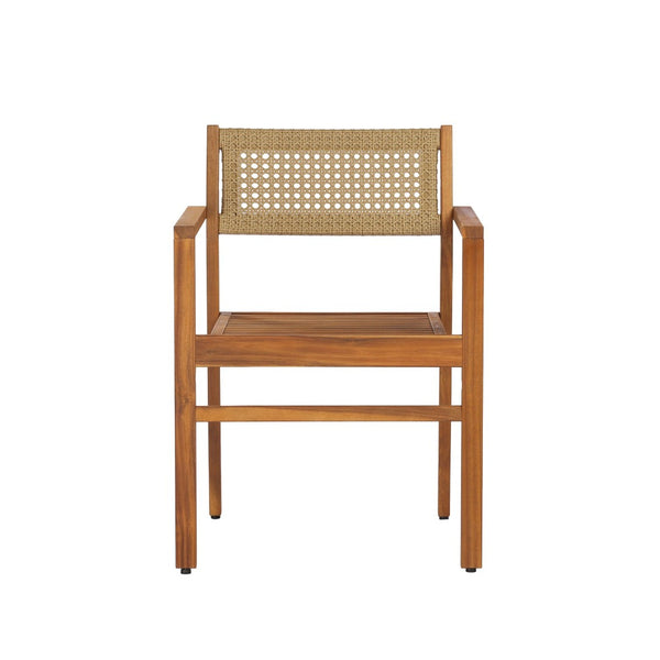 English Elm Dining Chair Set of 2 Wicker and Acacia Wood for Indoor or Covered Patio Use Teak N776P381115T