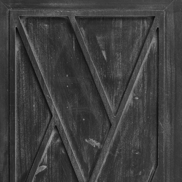 English Elm K&K Farmhouse Kitchen Island with Geometric Twill Doors, ASH Bark Top, Drop Leaf & Lockable Wheels Black N707P221444B