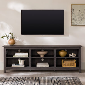 English Elm Walker Edison - Modern 3-Shelf Transitional TV Stand 70" for 80" TVs—Warp-Resistant MDF, 250lb Support, Cord Management Charcoal grey 76 L x 22 W x 6 H B185P169322