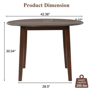 English Elm Extendable Round Dining Table Folding Mdf Top Rubberwood Legs Small Space Apartment Brown N752P405933D