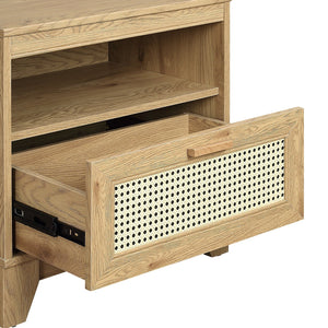 English Elm Sheridan 22" Nightstand with Cane-Style MDF Finish, Full-Extension Drawer, Solid Wood Legs Natural B365P398178