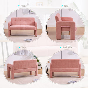 English Elm Nordic Ergonomic Double Armchair Upholstered Chenille Sofa 2-Seater Compact Lounge Chair 550LB Capacity Pink W395P380535
