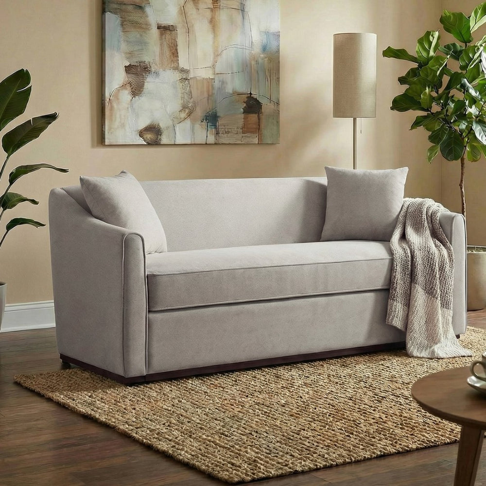English Elm Modern Chenille Three Seater Sofa with Rubberwood Base and Wrap Around Arms for Living Room Grey N763S000110E