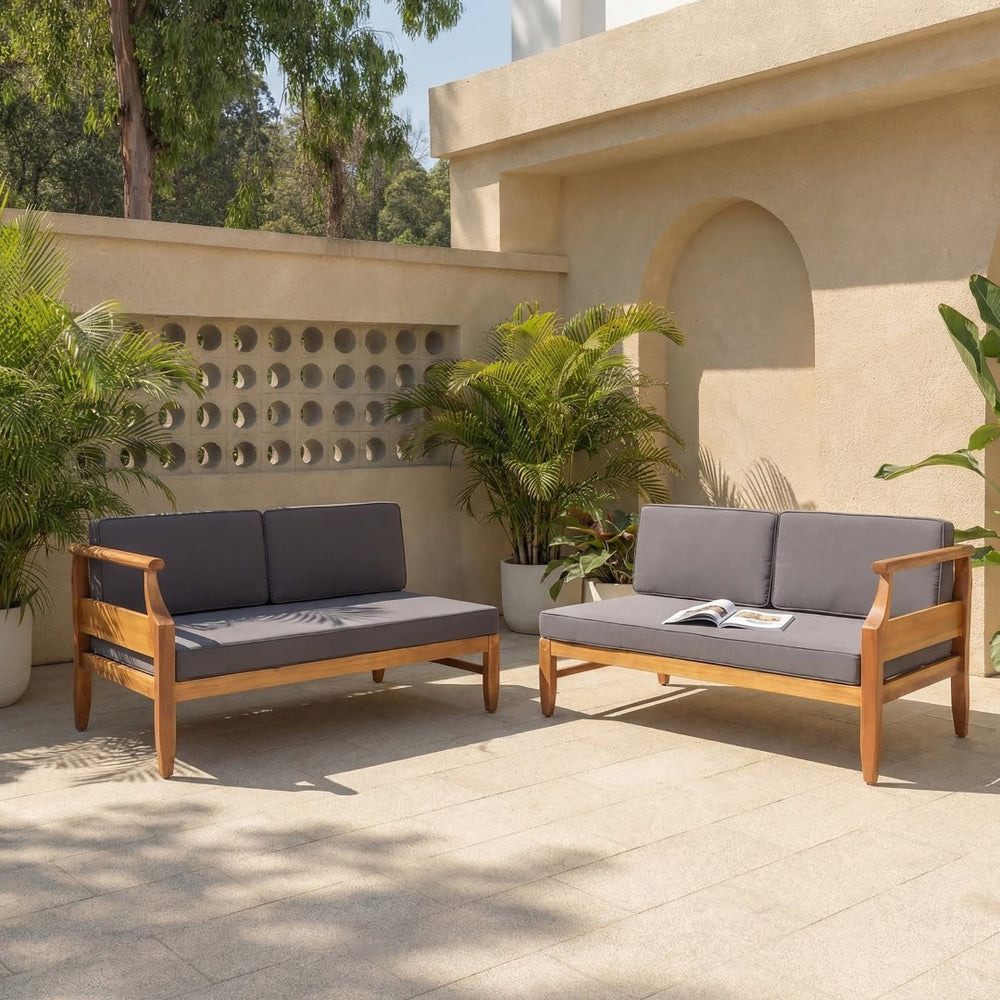 English Elm Aston Acacia Wood Outdoor Sectional Sofa Set with Weather Resistant Slatted Frame N773OS00016G