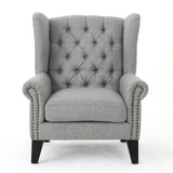 Christopher Knight Home® - Noble House - Laird Traditional Winged Grey Fabric Accent Chair