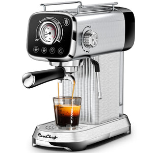 English Elm 20 Bar Espresso Machine Stainless Steel Compact Vintage Style with Steam Wand W1002P292362