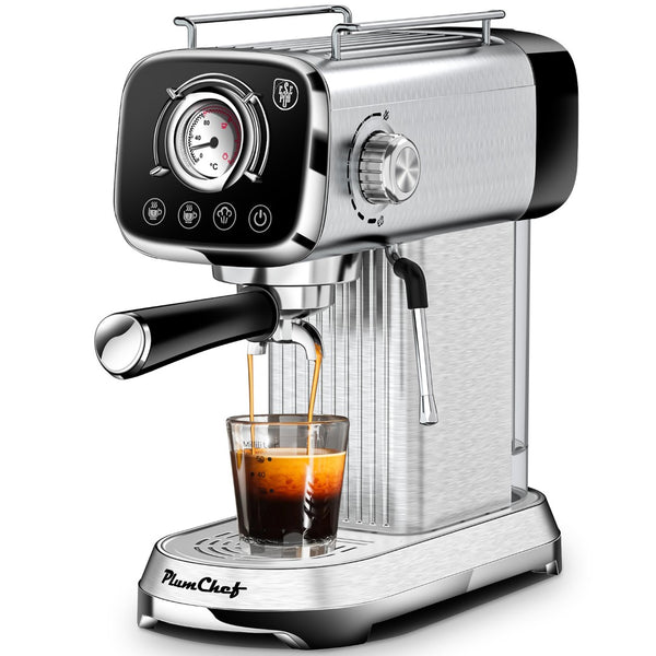 English Elm 20 Bar Espresso Machine Stainless Steel Compact Vintage Style with Steam Wand W1002P292362