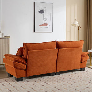 English Elm Corduroy Modern Sofa Sleeper Loveseat with Double-Layer Cushions, Two Pillows, Sturdy Frame 84" Orange W676P227342