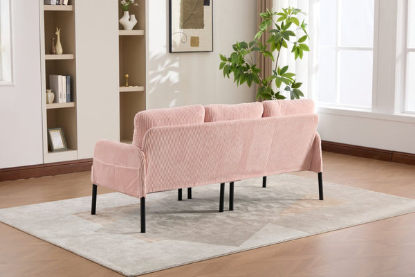 English Elm United We Win Corduroy Loveseat Plush Ergonomic Sofa with Spring Support Metal Legs Pink W1568P410044