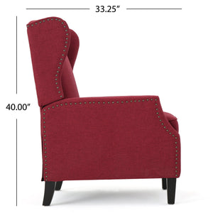English Elm Christopher Knight Home® - Pushback Recliner Chair with Nailhead Trim and Wingback Design, Plush Fabric Comfort for Living Rooms Red 60760.00DRED