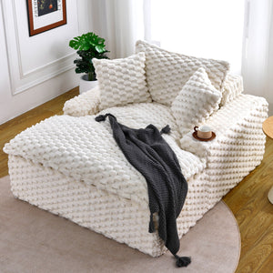 English Elm 51 Compact Comfort Sofa with Turtle Fleece, Sponge Support, Two Pillows, 400lb Capacity for Small Spaces White W3371P326404